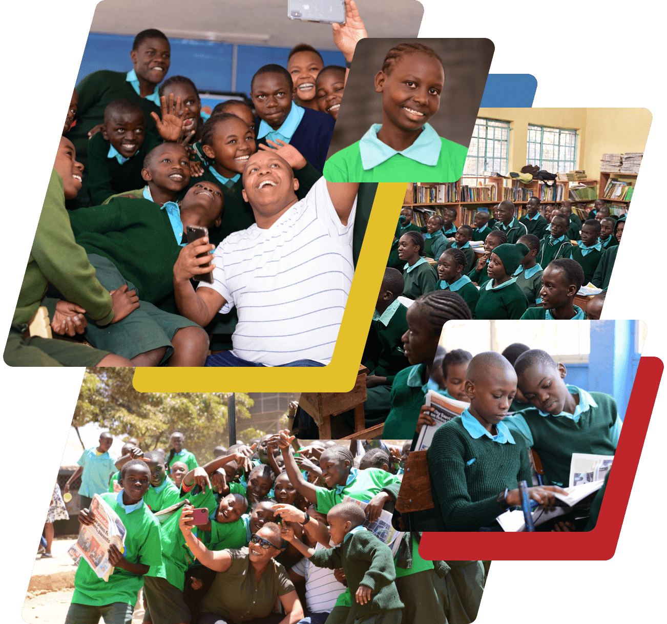 collage of young students