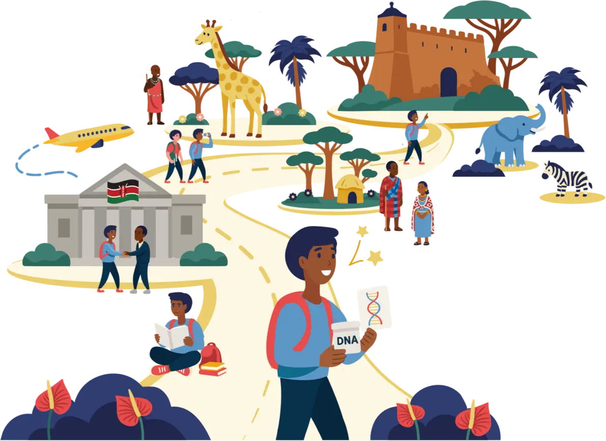 animated depiction of children adventuring in Africa